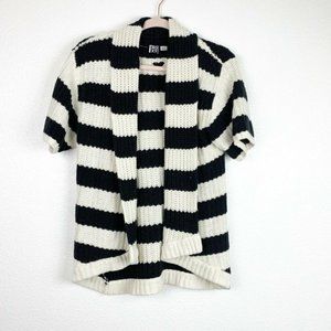 Roxy Medium Cream Black Stripe Open Front Cardigan